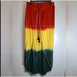 StyLee Island Wear Wide Leg Layered Pants Dhoti Made in India Sz XL w Waist Tie
